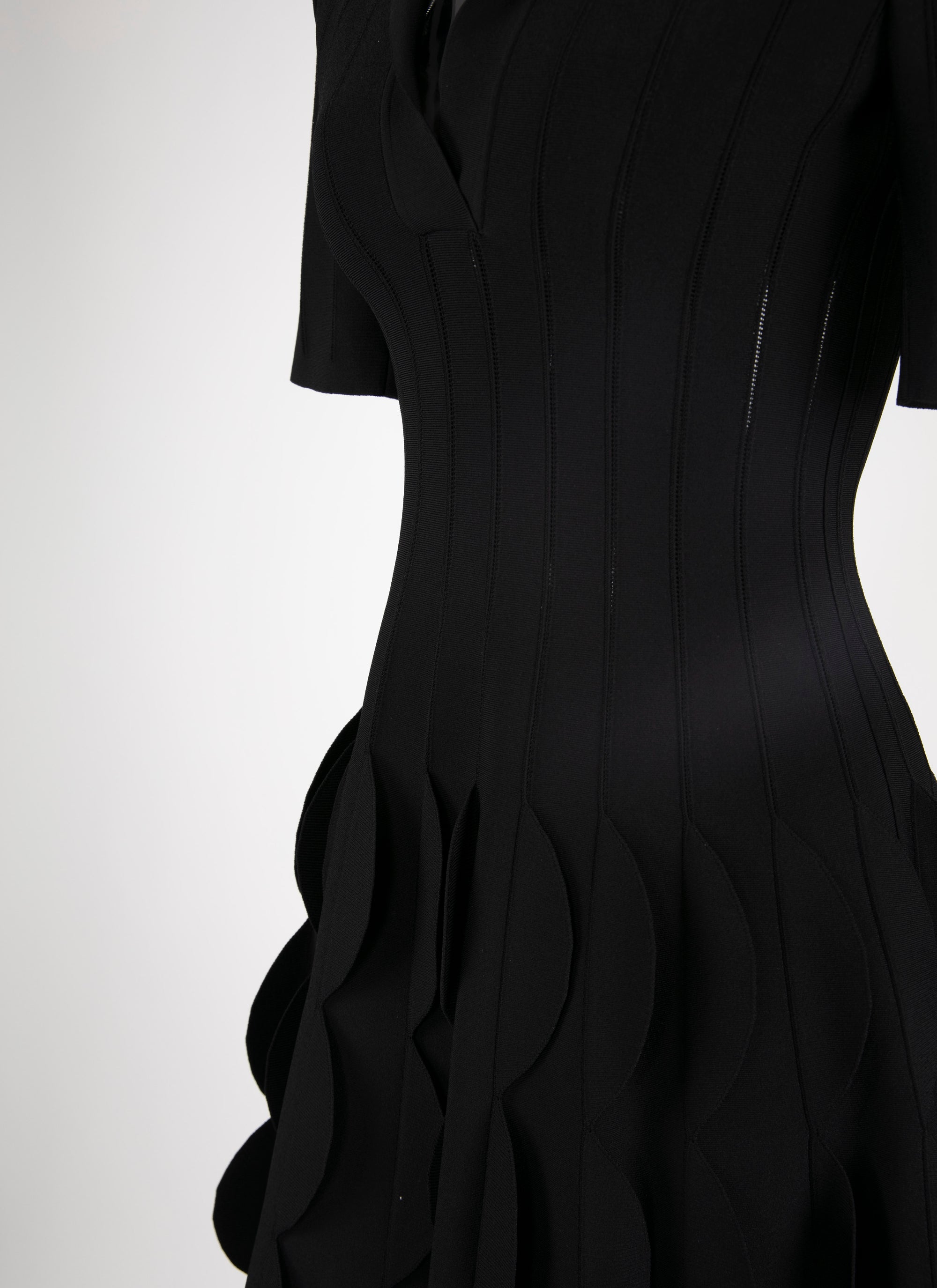 Robe polo festonnée en maille - Noir