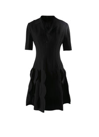 Robe polo festonnée en maille - Noir
