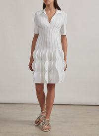 Robe polo festonnée en maille - Grenat