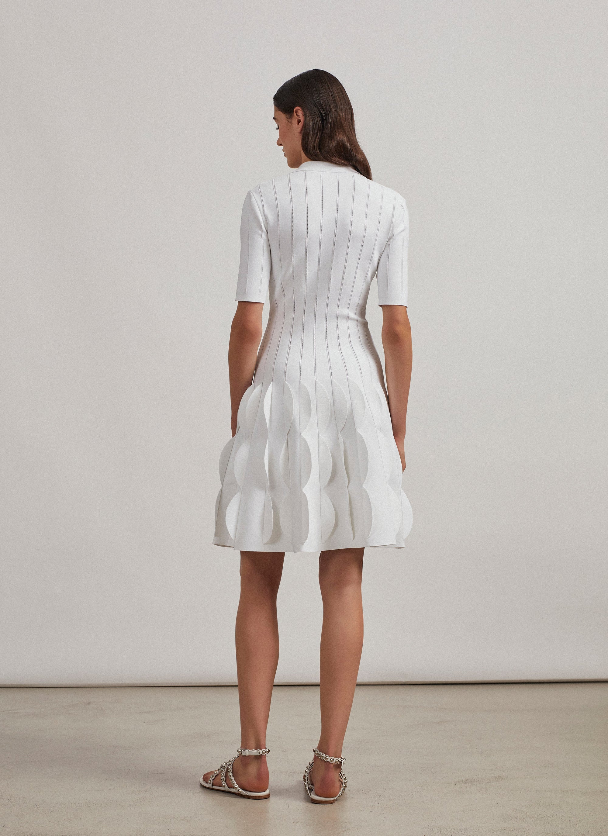 Robe polo festonnée en maille - Grenat