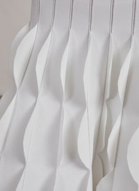 Scalloped knitted polo dress - White