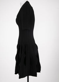 Robe polo festonnée en maille - Noir