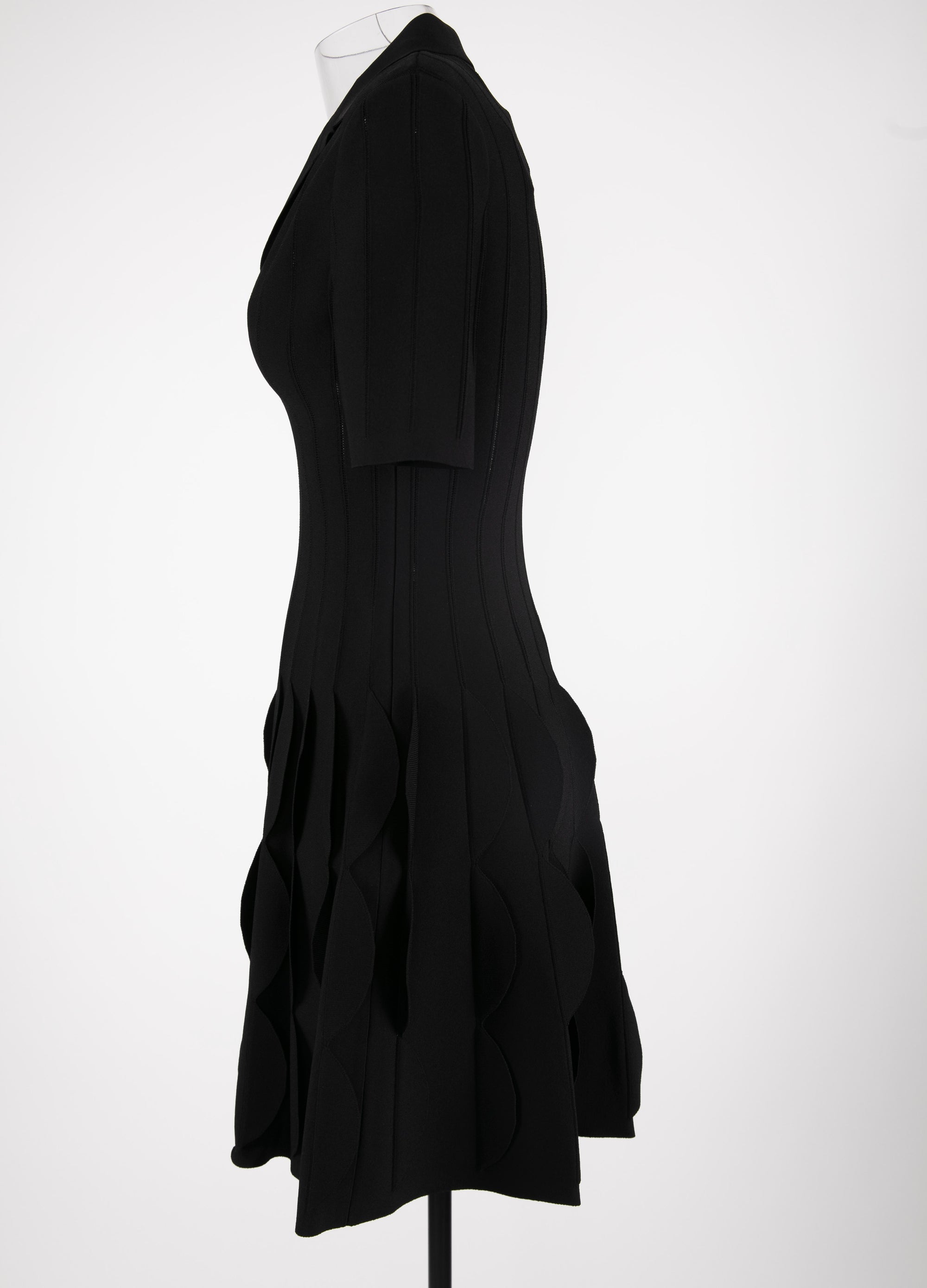 Robe polo festonnée en maille - Noir