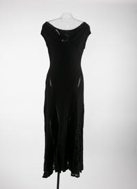 Knitted boat-neck maxi dress - Black intense