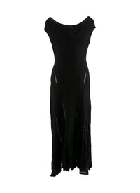 Silk blend boat neck maxi dress - Black