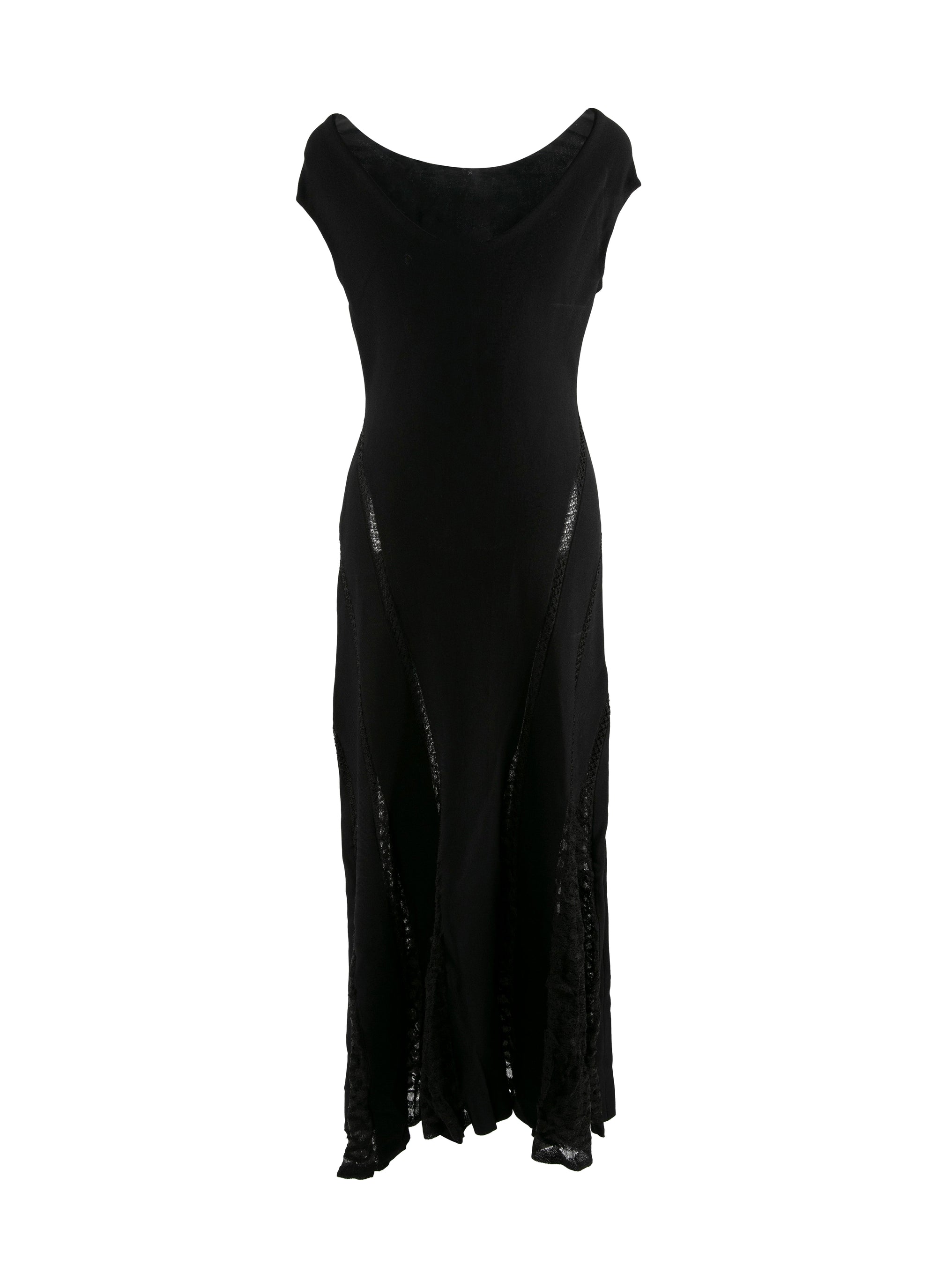 Silk blend boat neck maxi dress - Black