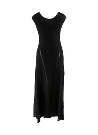 Silk blend boat neck maxi dress - Black
