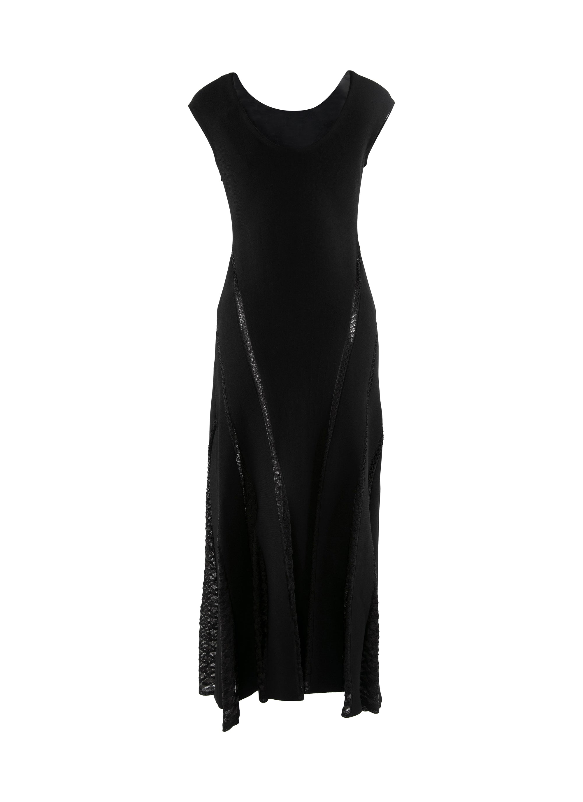 Silk blend boat neck maxi dress - Black