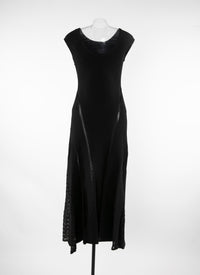 Knitted boat-neck maxi dress - Black intense