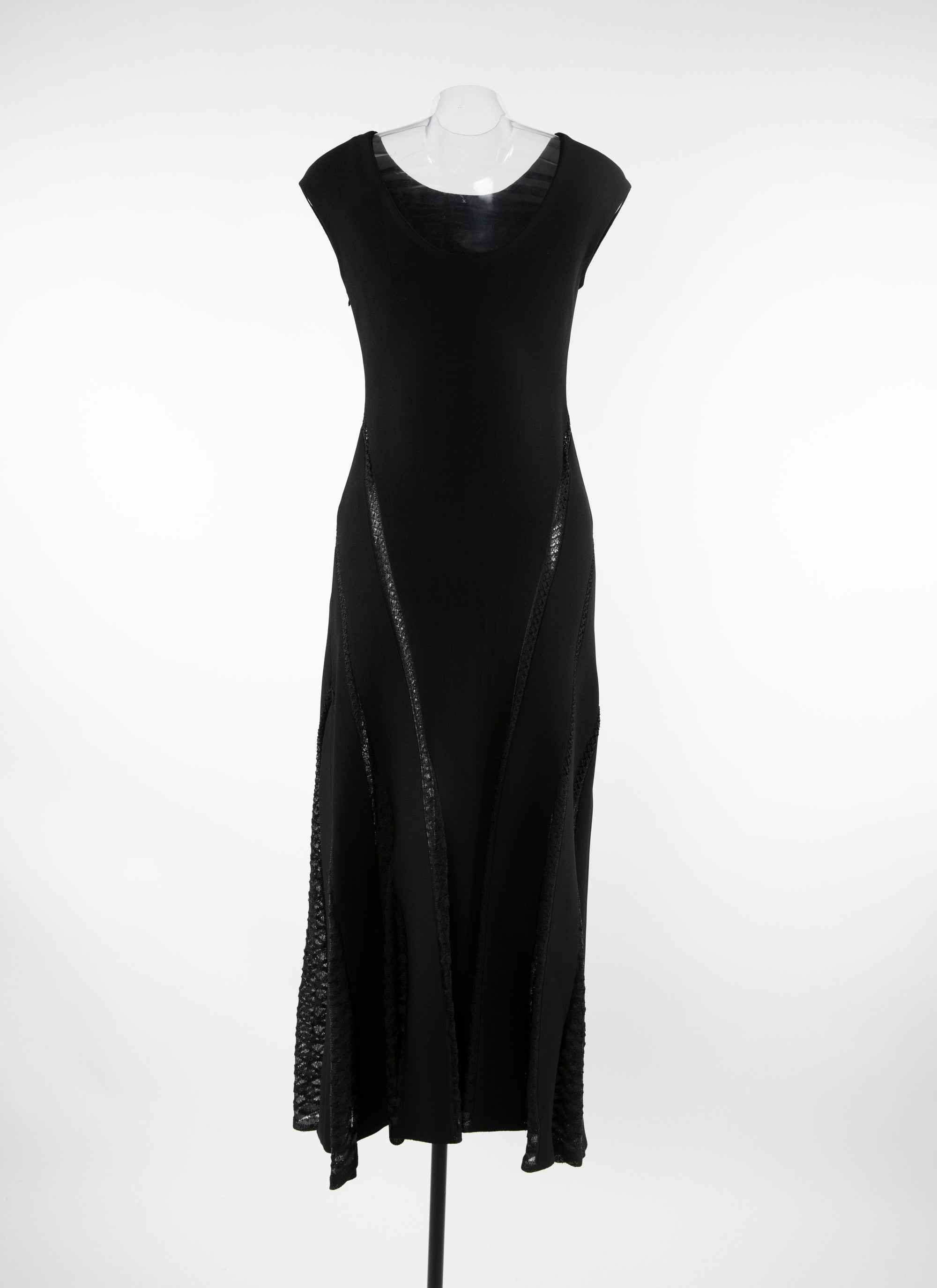 Knitted boat-neck maxi dress - Black intense