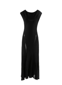 Knitted boat-neck maxi dress - Black intense