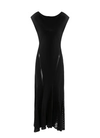 Silk blend boat neck maxi dress - Black