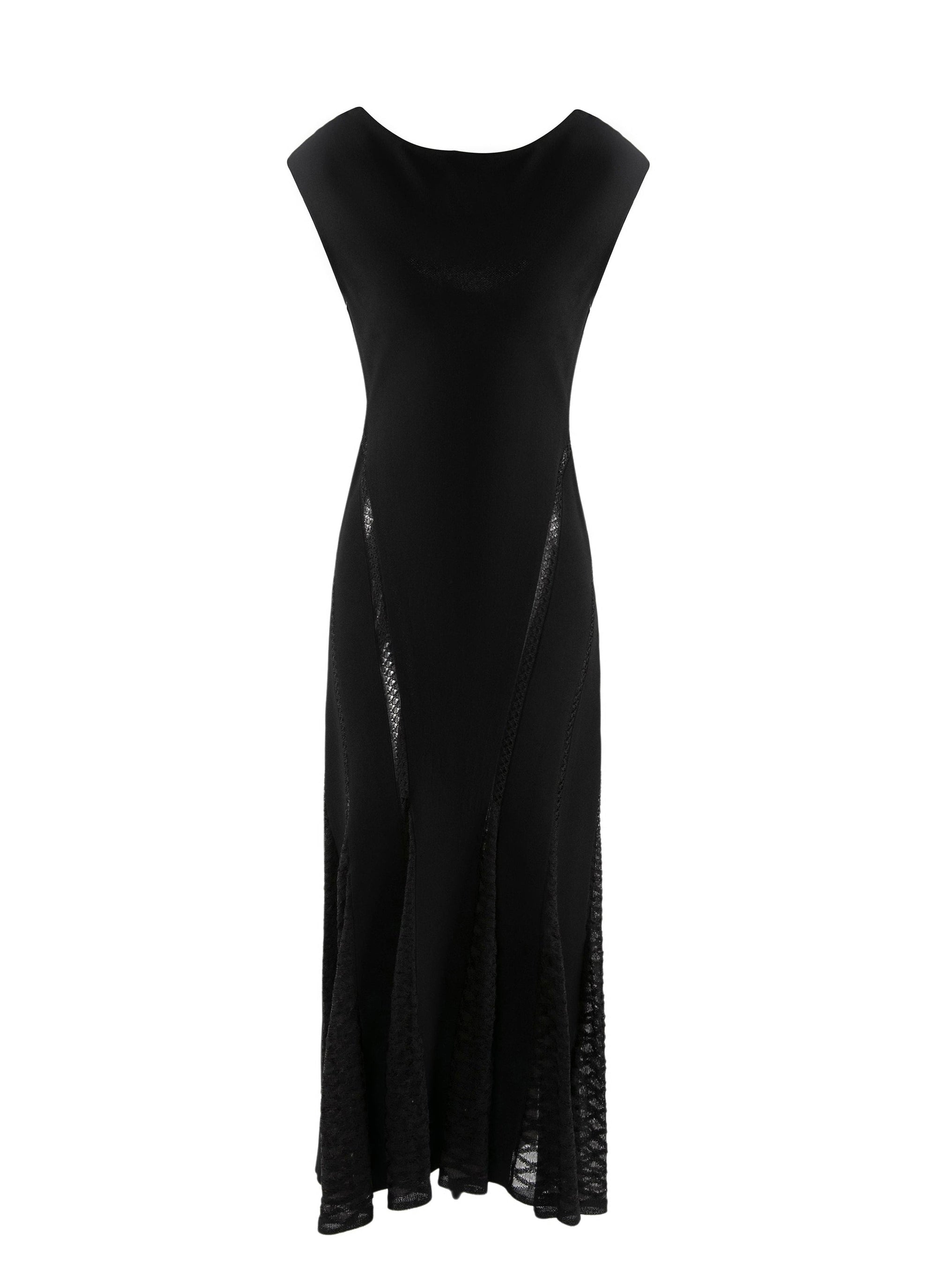 Silk blend boat neck maxi dress - Black