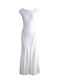 Robe longue à col bateau en maille - Blanc