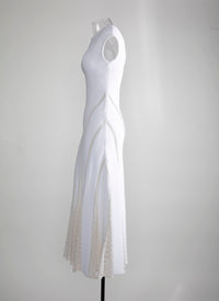 Robe longue à col bateau en maille - Blanc