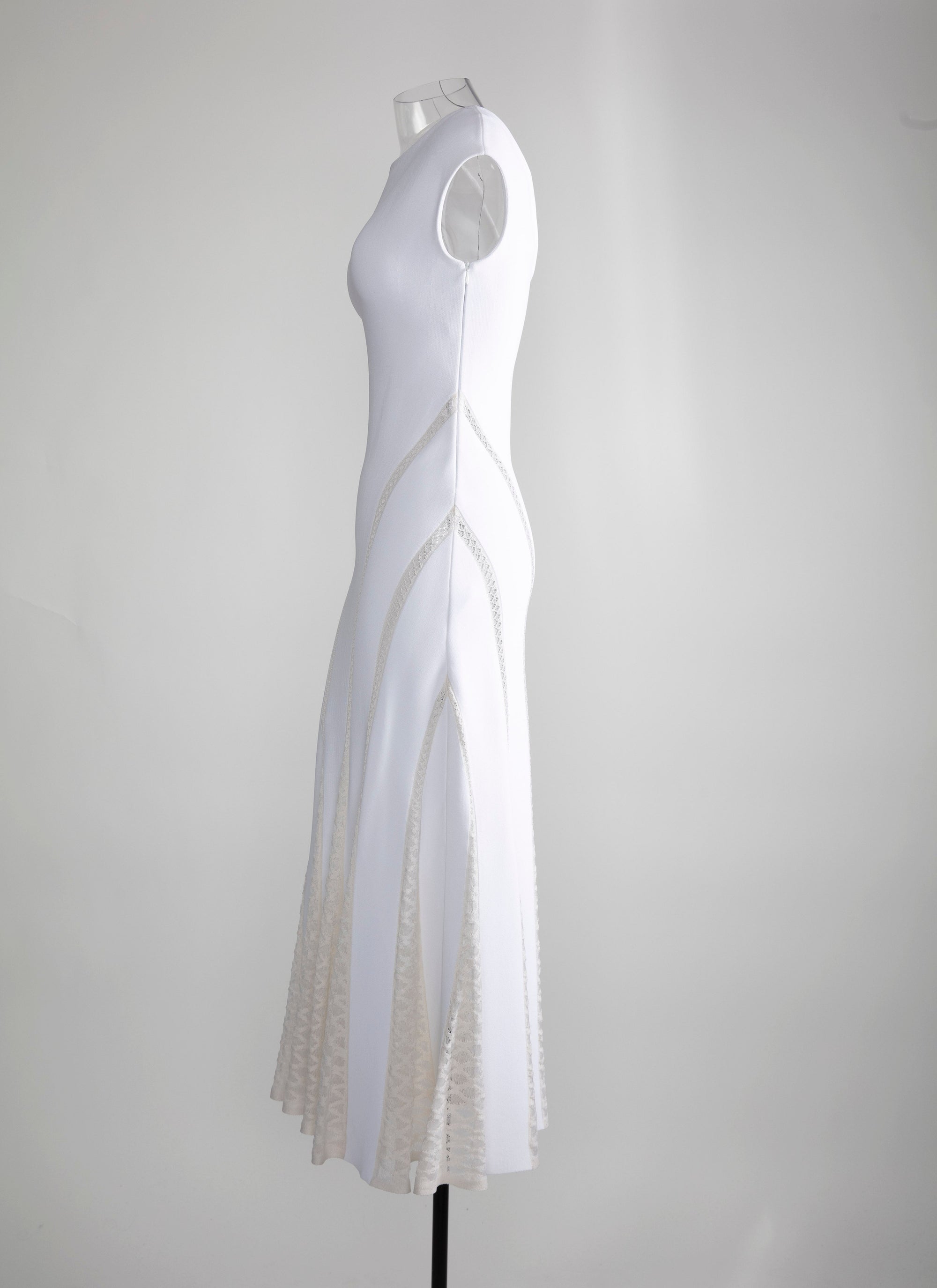 Robe longue à col bateau en maille - Blanc