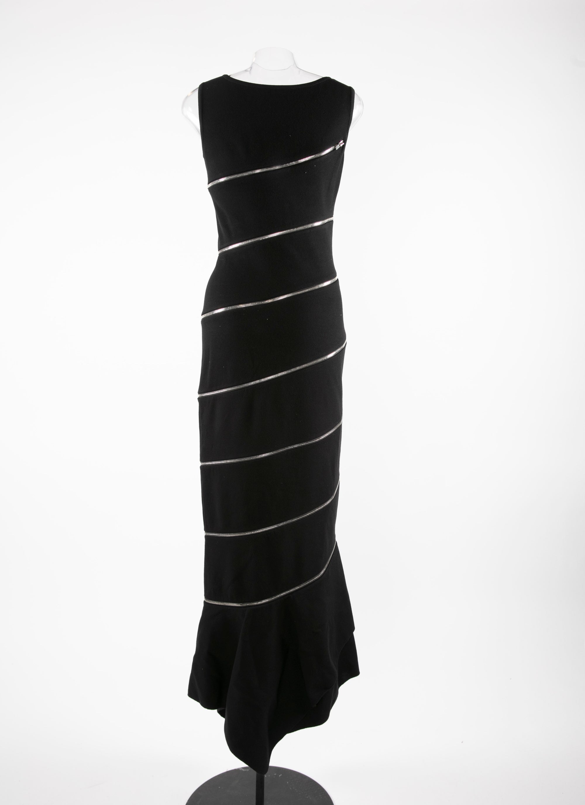 Robe gainante asymétrique zippée en laine - Noir