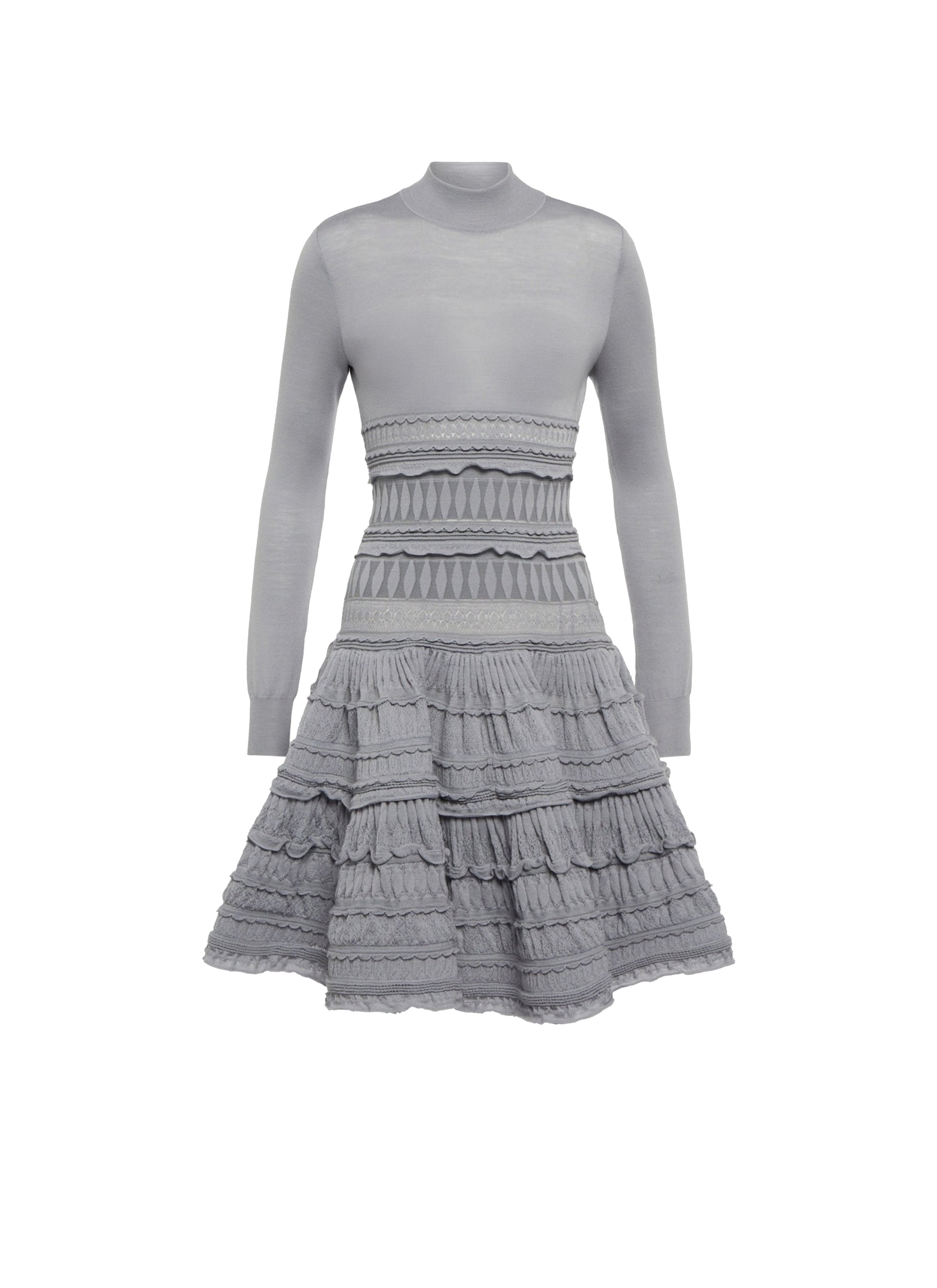 Robe crinoline courte en laine - Gris