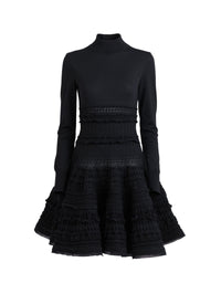 Robe crinoline courte en laine - Noir