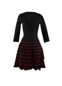 Robe courte en laine - Noir & Rouge