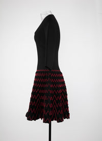 Robe courte en laine - Noir & Rouge