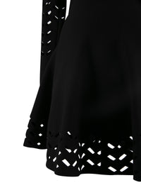 Long sleeve wool mini dress - Black