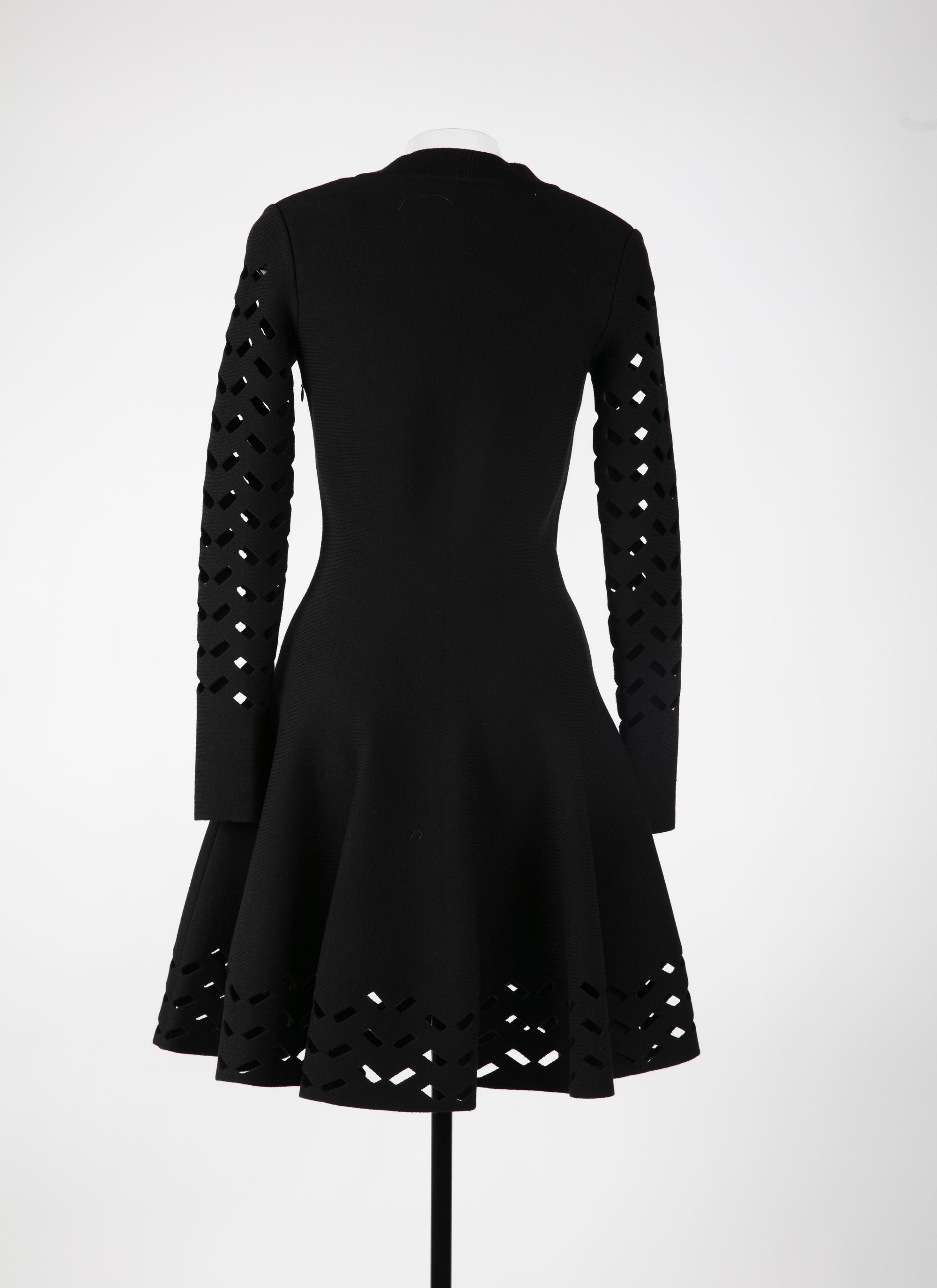 Long-sleeved mini dress in wool - Black intense