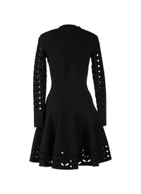 Long sleeve wool mini dress - Black