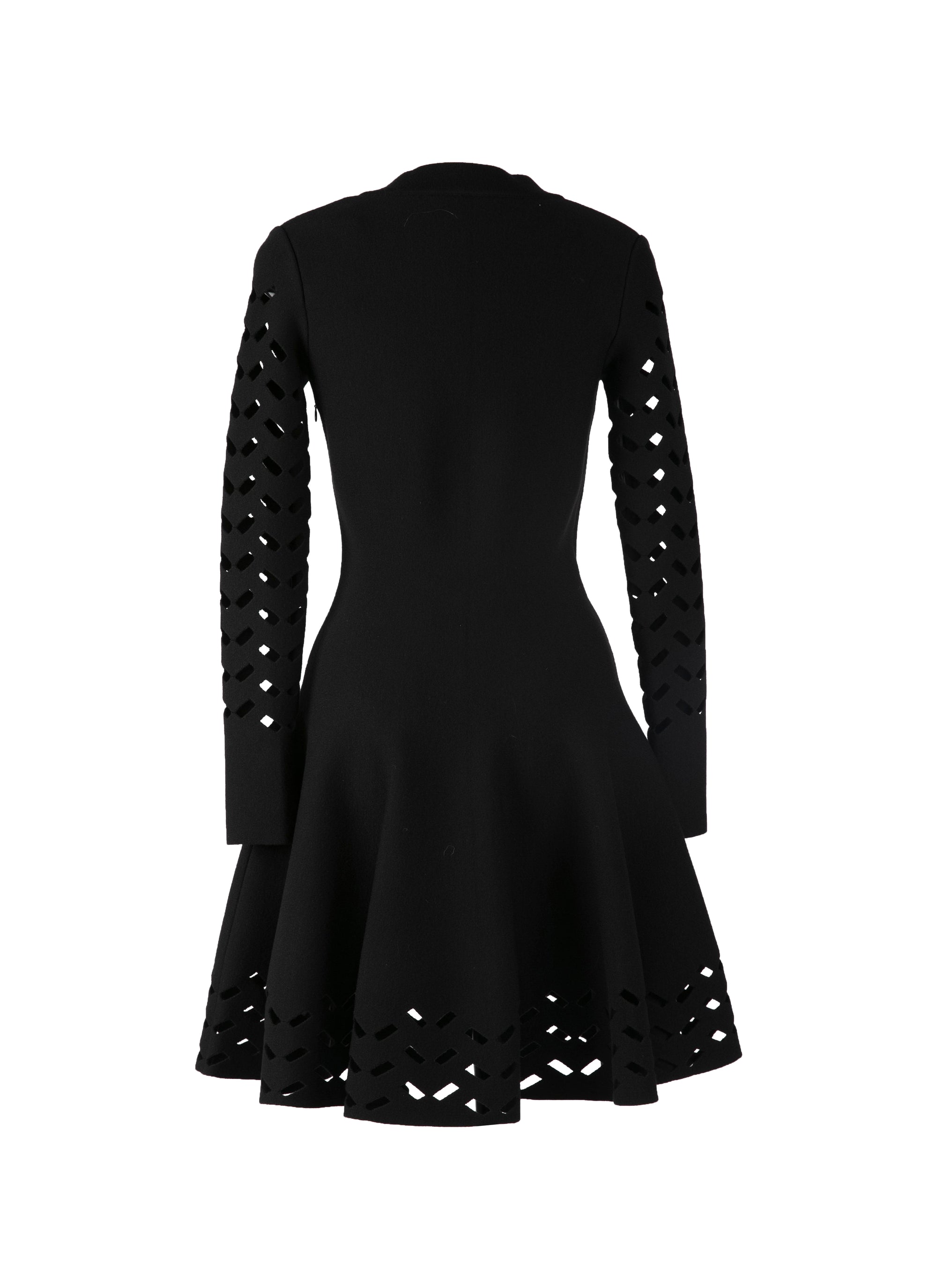 Long sleeve wool mini dress - Black