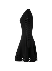 Long sleeve wool mini dress - Black