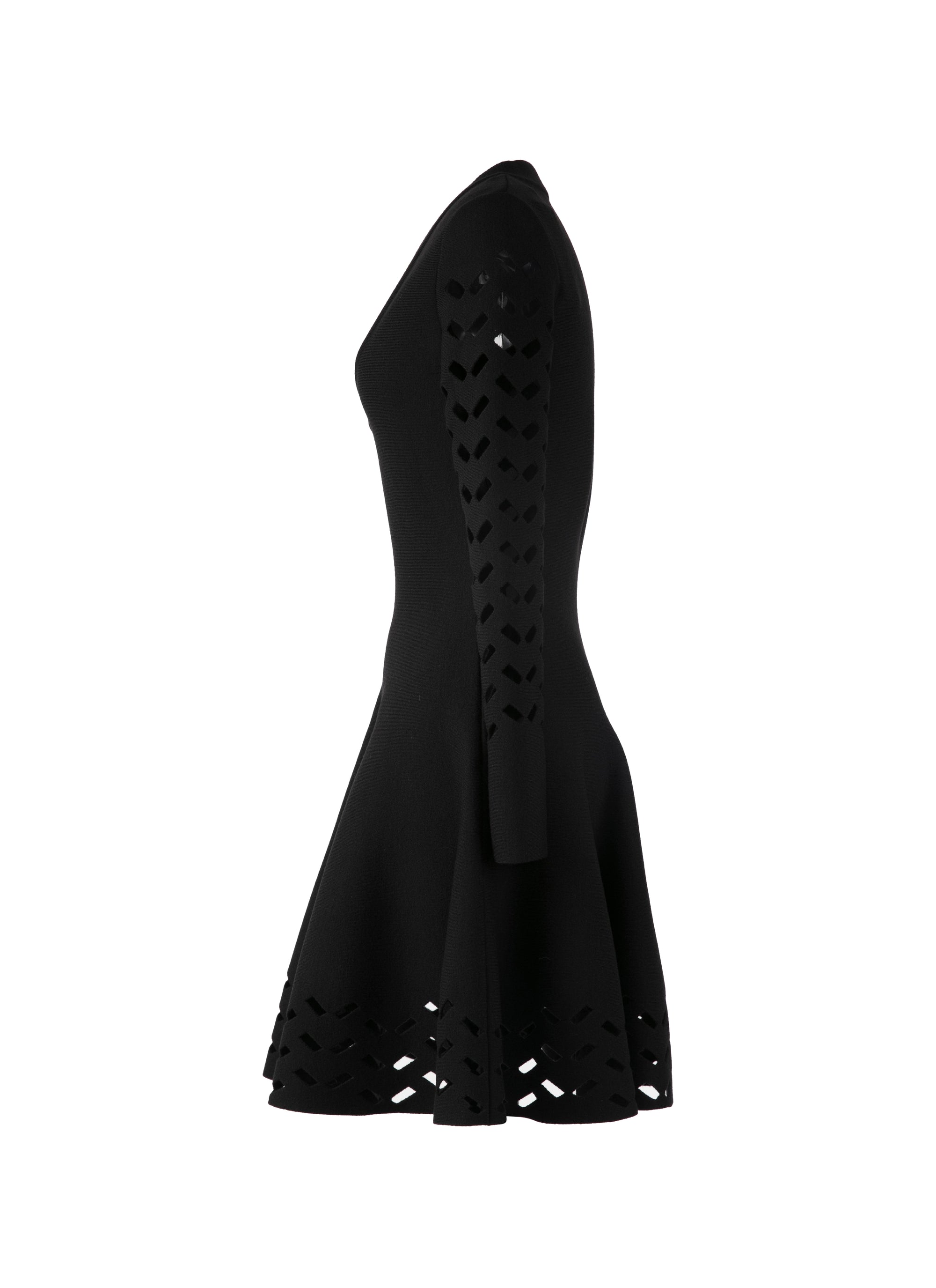 Long sleeve wool mini dress - Black