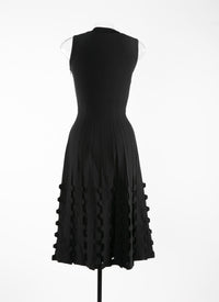 Robe midi sans manches en maille - Noir