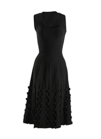 Robe midi sans manches en maille - Noir
