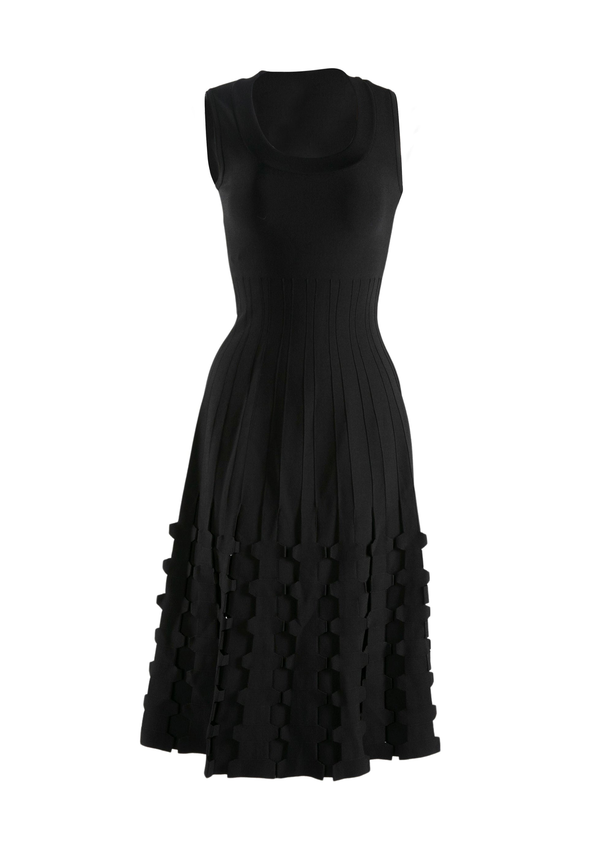 Robe midi sans manches en maille - Noir