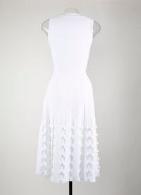 Sleeveless knitted midi dress - White