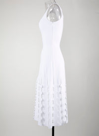 Sleeveless knitted midi dress - White