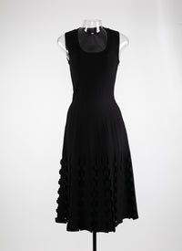 Robe midi sans manches en maille - Noir