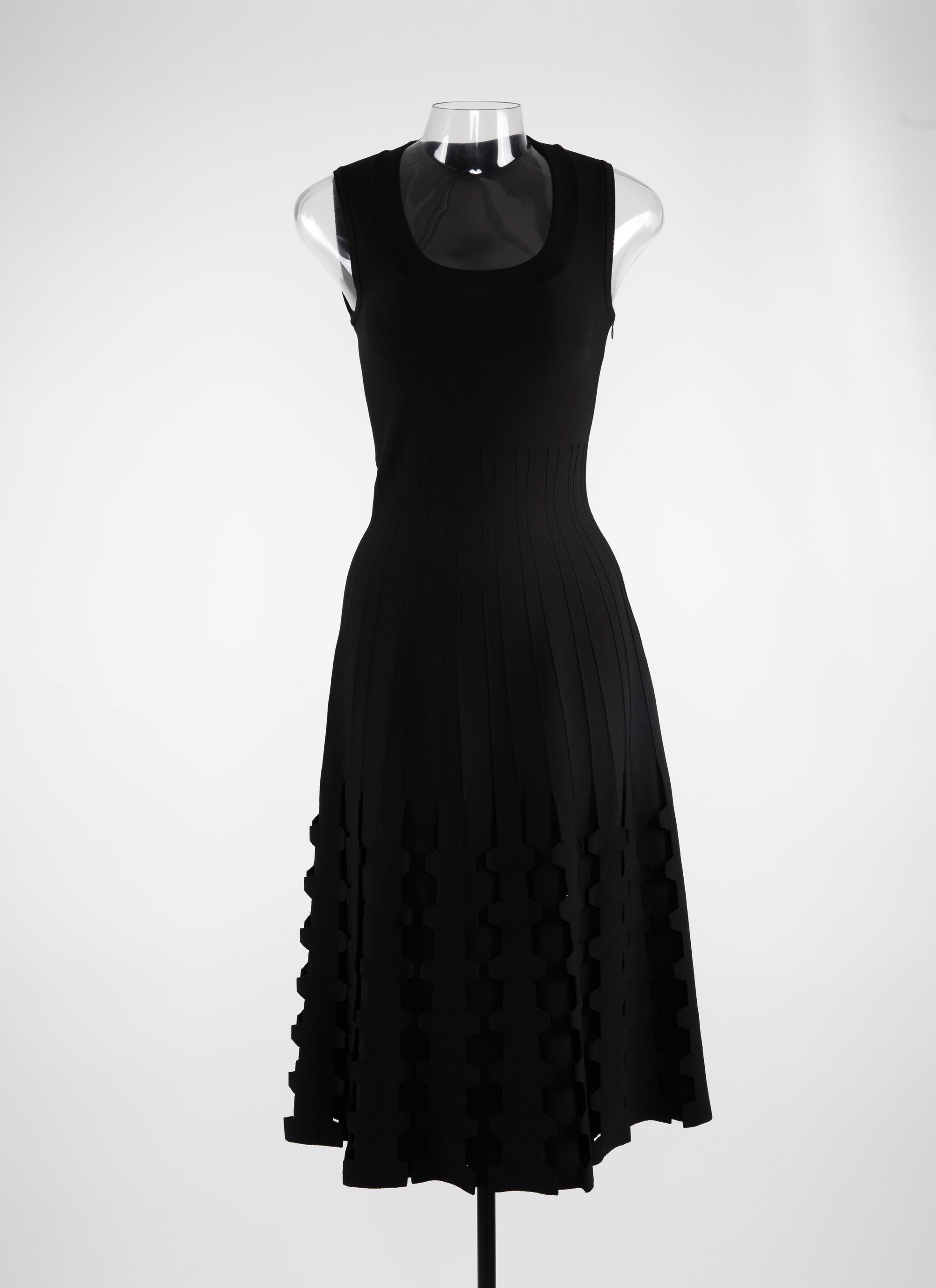 Robe midi sans manches en maille - Noir