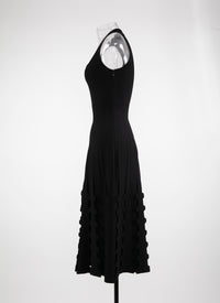 Robe midi sans manches en maille - Noir