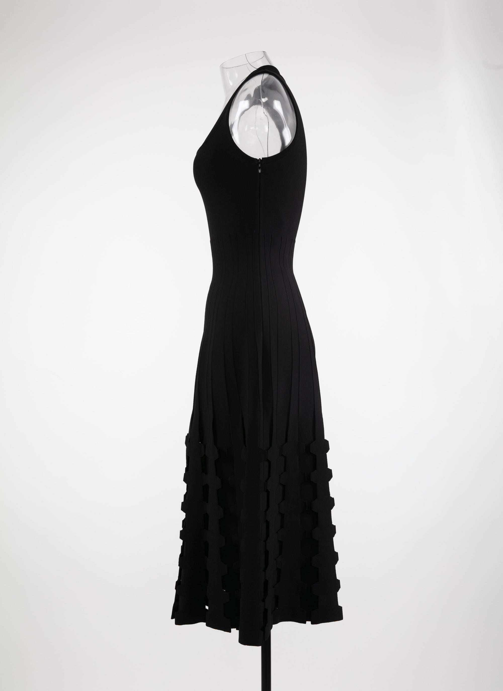 Robe midi sans manches en maille - Noir
