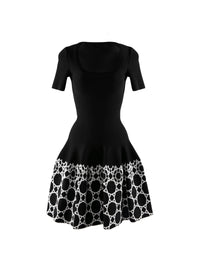 Robe courte à motif géométrique - Noir & Blanc