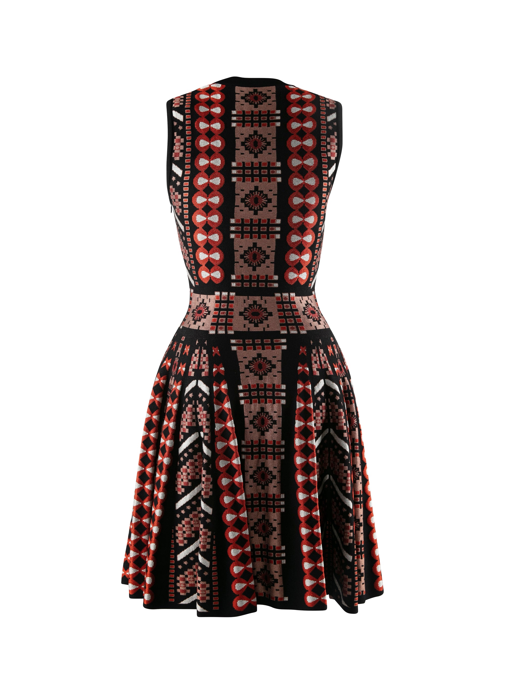 Robe courte à motif géométrique jacquard - Bois de Rose & Noir