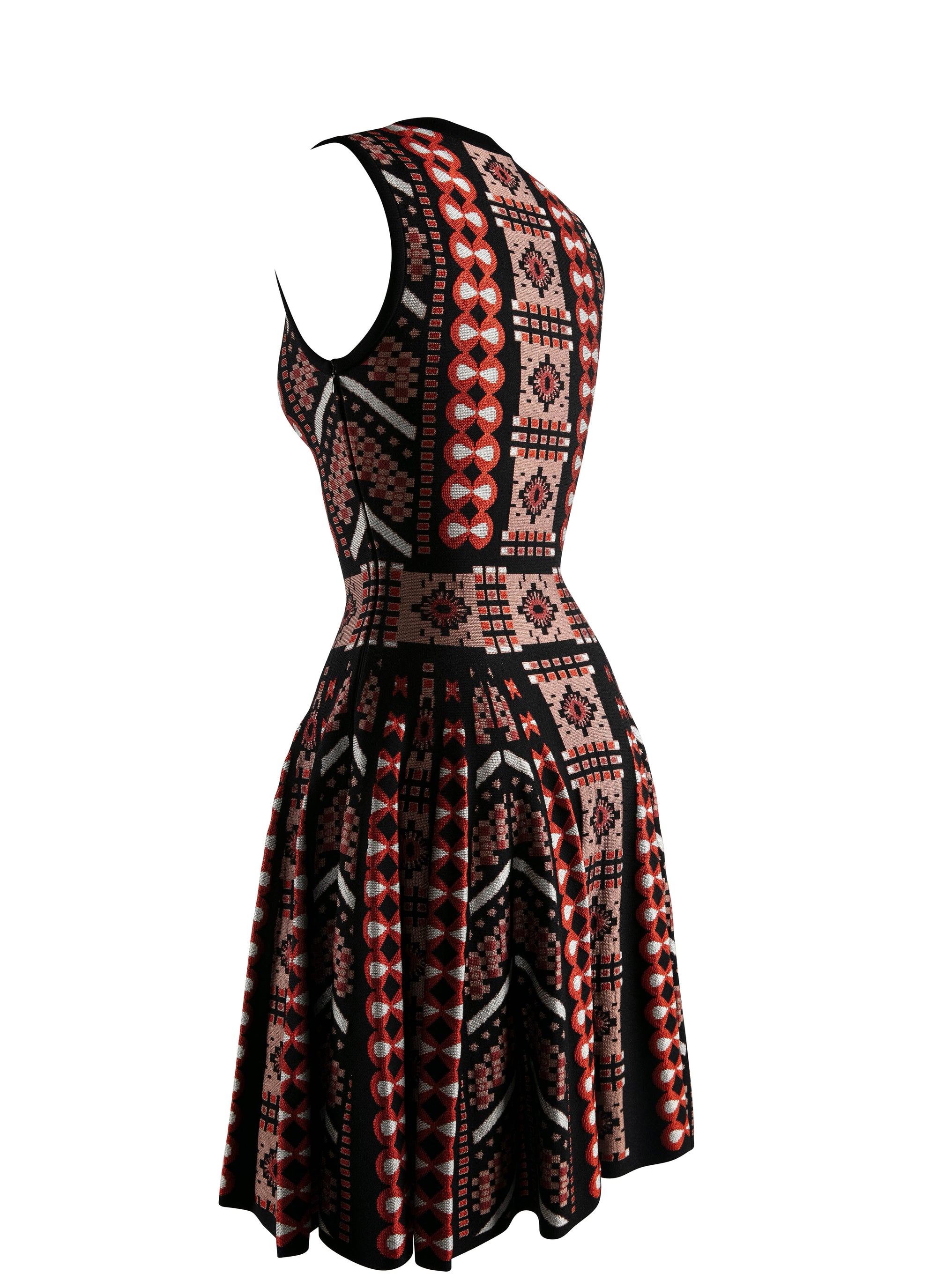 Robe courte à motif géométrique jacquard - Bois de Rose & Noir