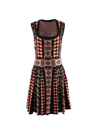 Robe courte à motif géométrique jacquard - Bois de Rose & Noir
