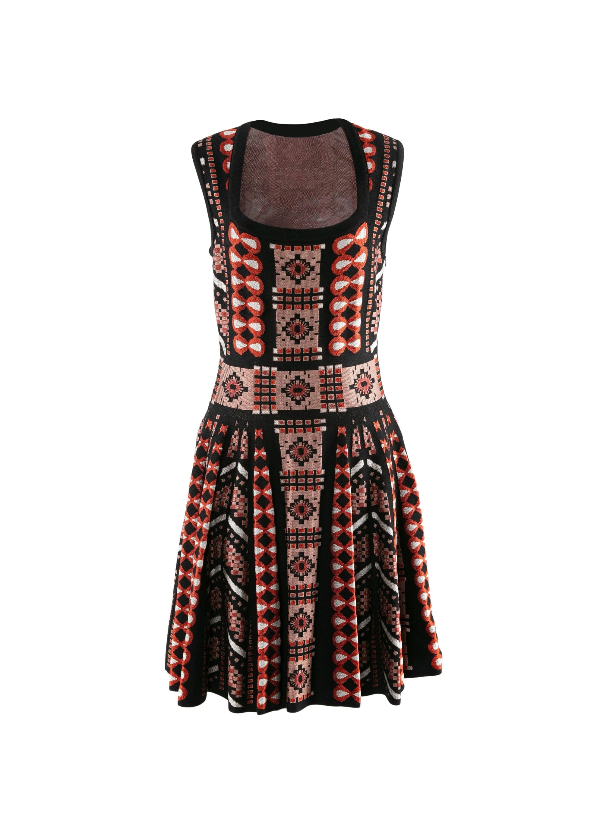 Robe courte à motif géométrique jacquard - Bois de Rose & Noir