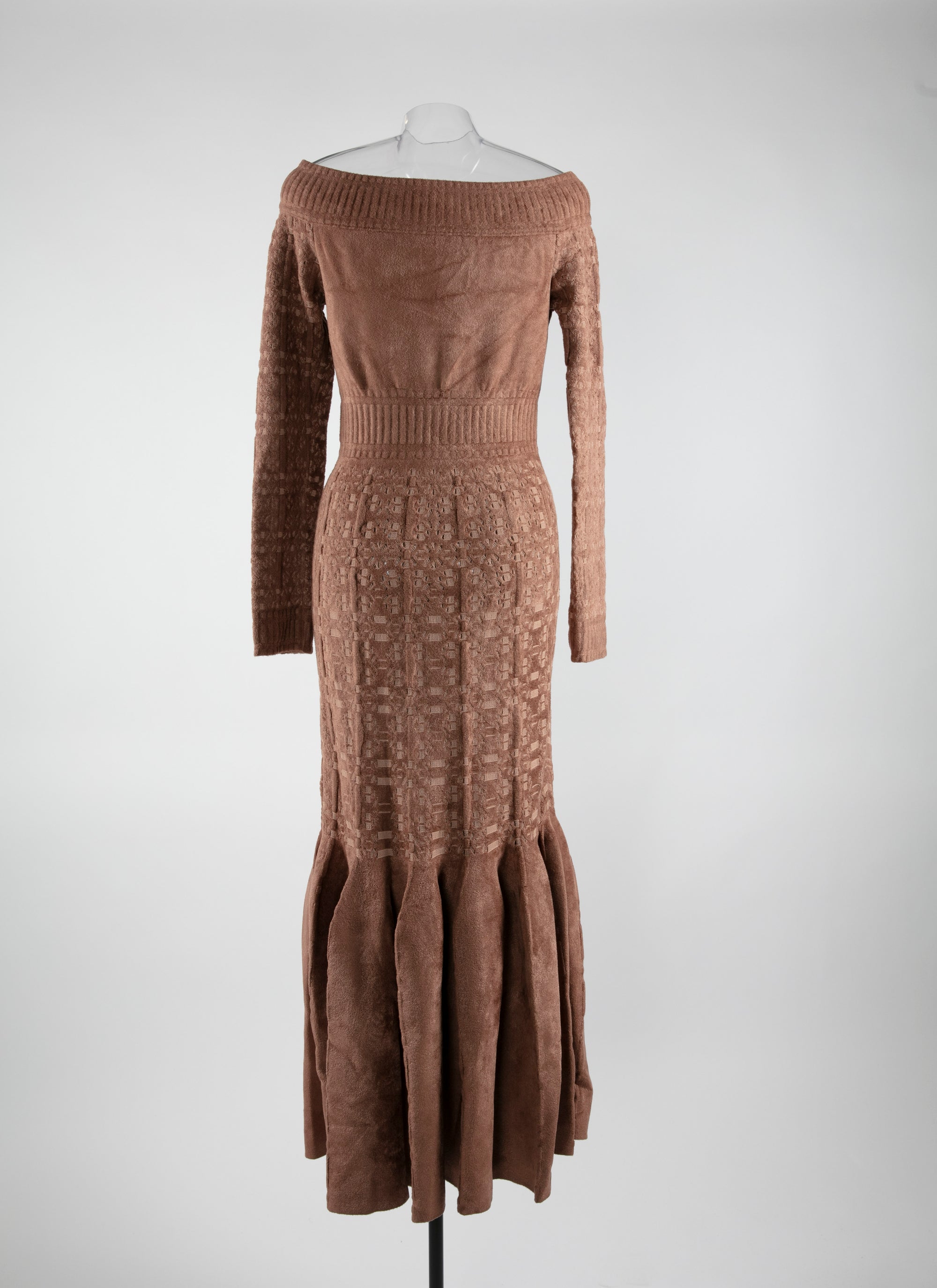 Robe longue encolure bateau à manches longues - Bois de Rose & Nude