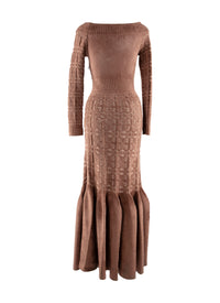 Robe longue à col bateau et manches longues - Bois de Rose & Nude