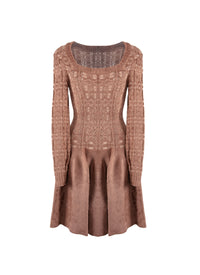 Long-sleeved knitted dress - Rosewood & Nude