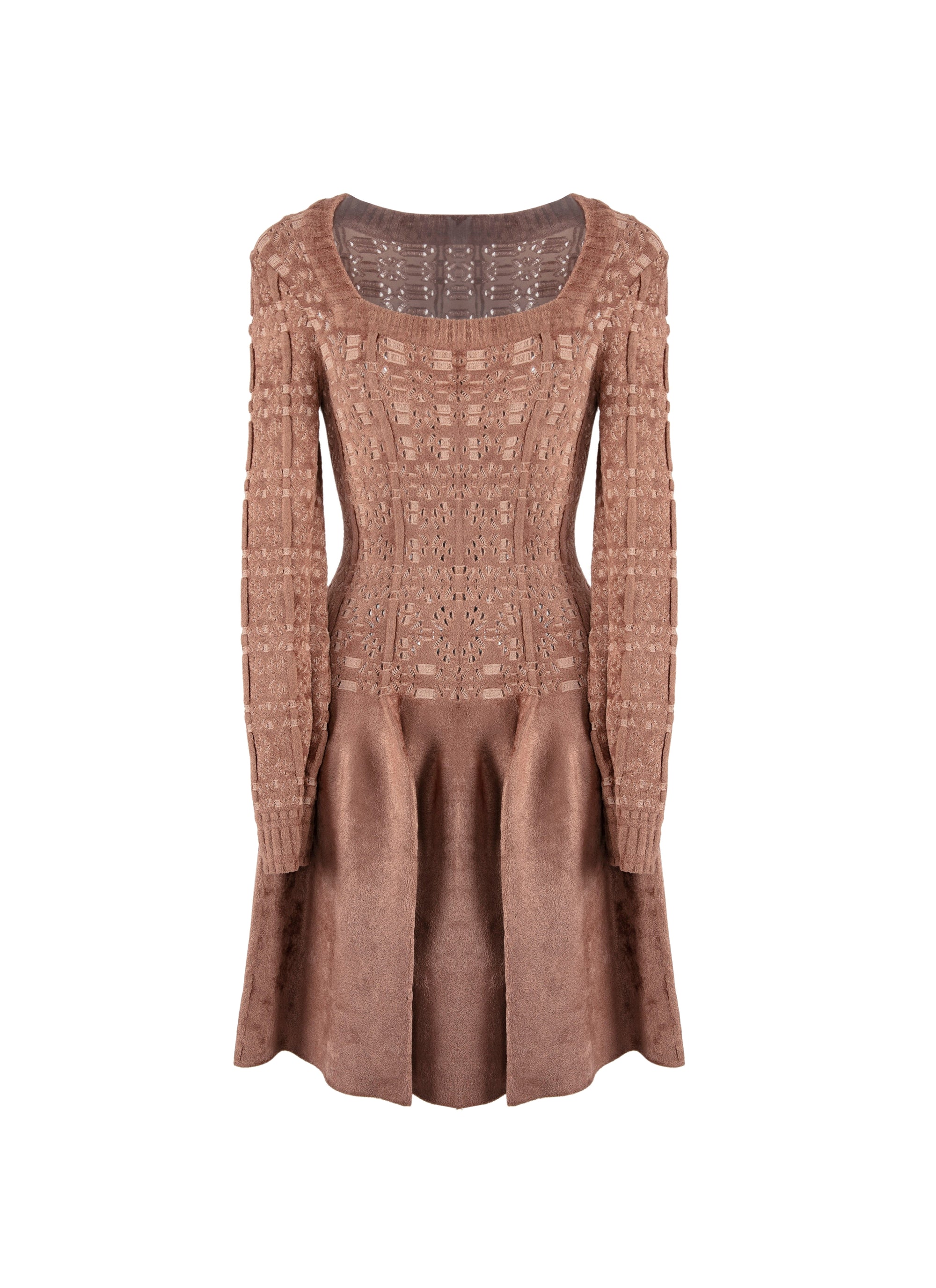 Long-sleeved knitted dress - Rosewood & Nude