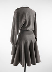 Belted short dress with long wool sleeves - China Grey